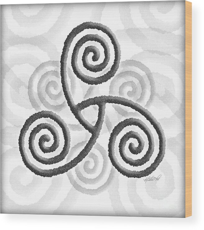 Artoffoxvox Wood Print featuring the mixed media Celtic Triple Spiral by Kristen Fox