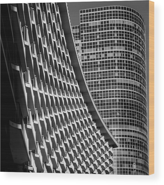 Abstract Achitecture Wood Print featuring the photograph Century Plaza Hotel by Denise Dube
