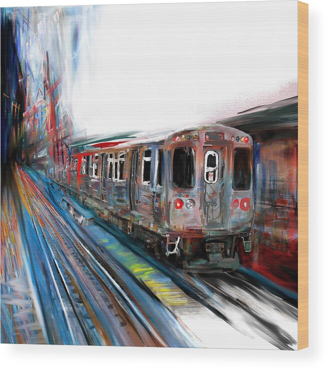 New York Skyline Wood Print featuring the painting Chicago 211 1 by Mawra Tahreem