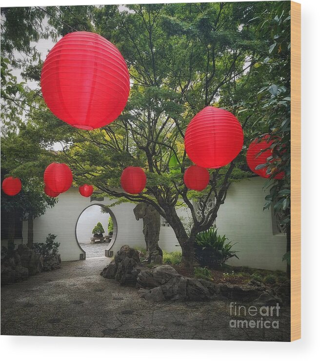 Portland Wood Print featuring the photograph Chinese Tea Garden in Portland, Oregon by Mary Capriole