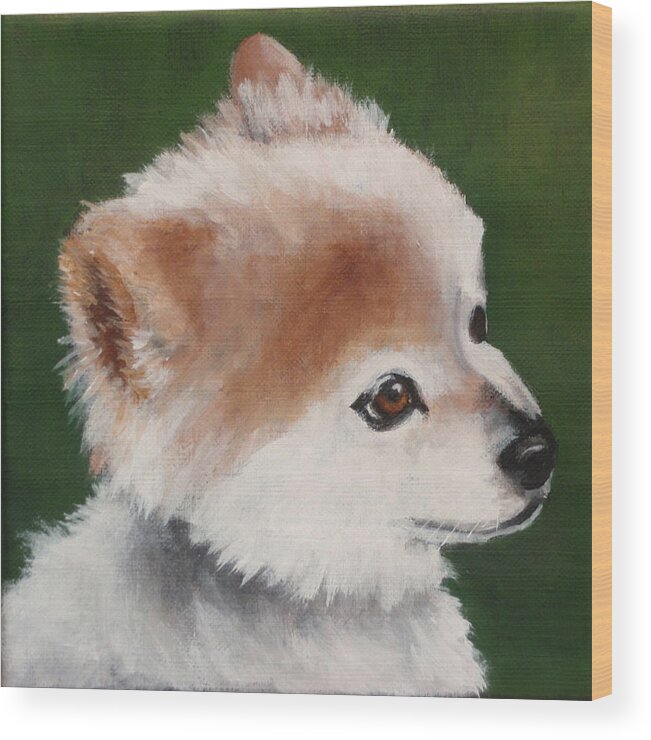 Puppy Wood Print featuring the painting Chip by Carol Russell