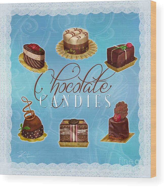 Chocolate Wood Print featuring the painting Chocolate Candies by Shari Warren