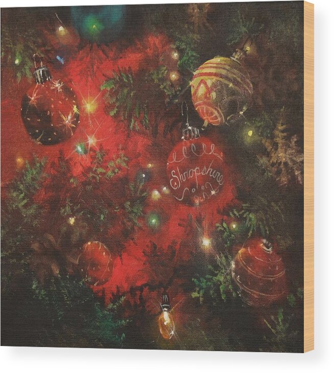 Christmas Wood Print featuring the painting Christmas Sparkle by Tom Shropshire
