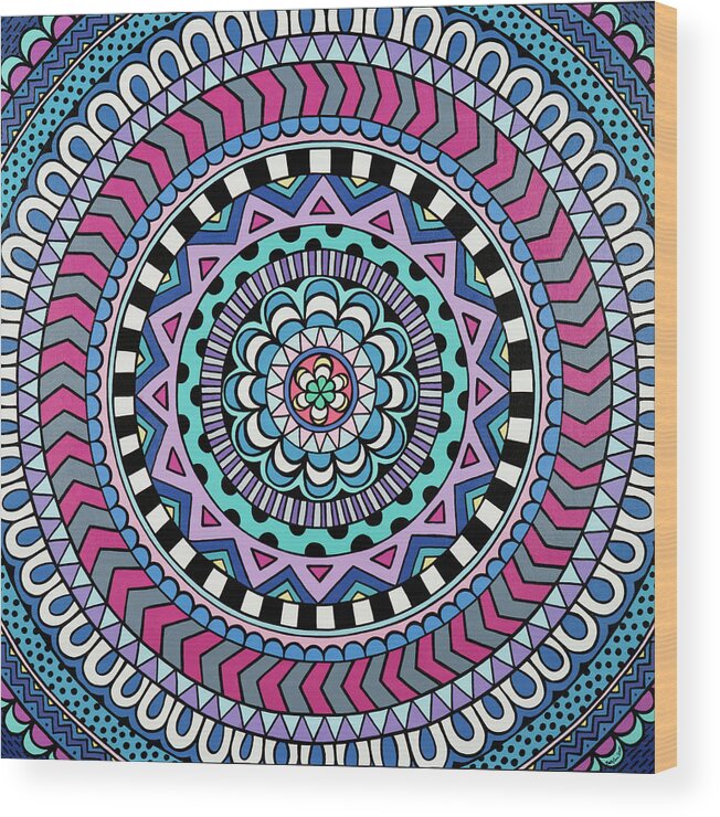 Mandala Wood Print featuring the painting Purple Mandala by Beth Ann Scott