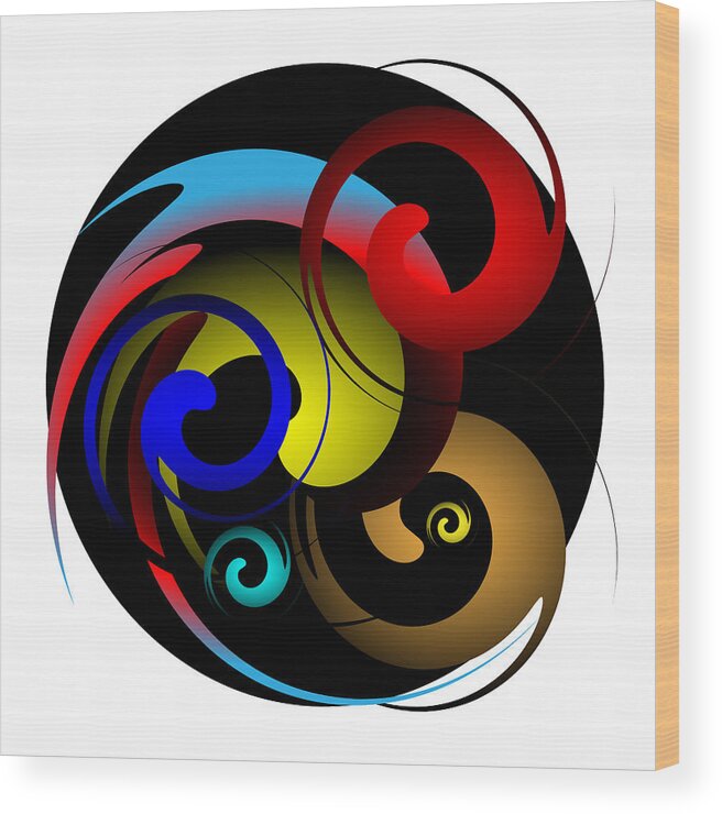 Multi-colored Wood Print featuring the digital art Circle Study No.390 by Alan Bennington