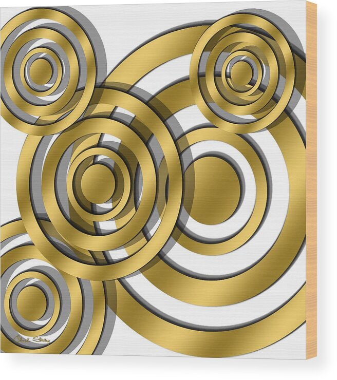 Circles Wood Print featuring the digital art Circles - Transparent by Chuck Staley