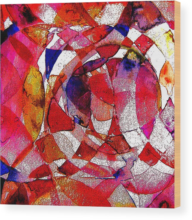 Circles Wood Print featuring the painting Circling Reds by Mindy Newman
