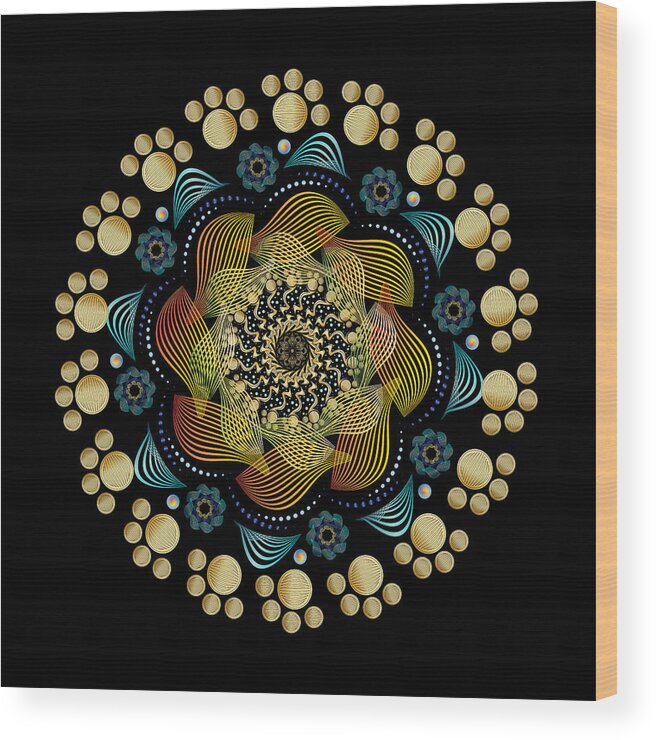 Mandala Wood Print featuring the digital art Circularity No 1631 by Alan Bennington