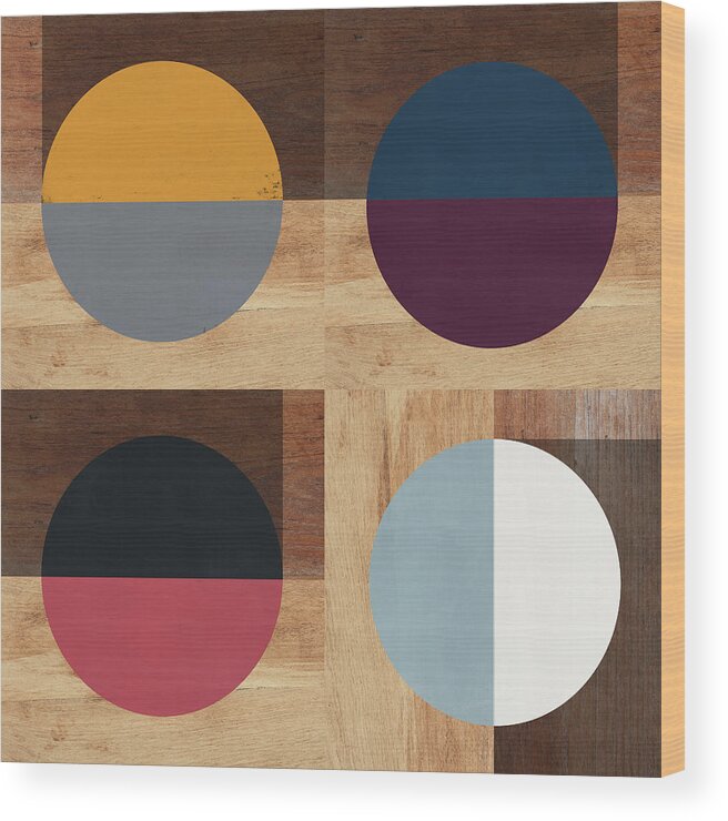 Modern Wood Print featuring the mixed media Cirkel Quad- Art by Linda Woods by Linda Woods