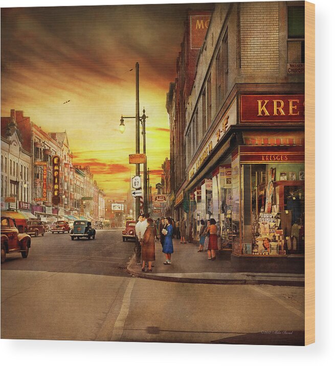 Amsterdam Wood Print featuring the photograph City - Amsterdam NY - The lost city 1941 by Mike Savad