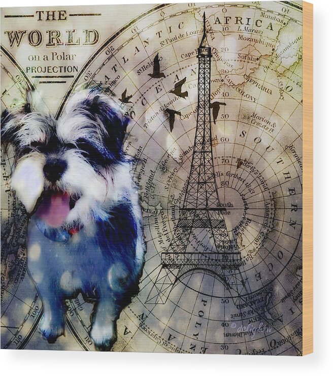 Animals Wood Print featuring the digital art City Girl Goes to Paris by Delight Worthyn