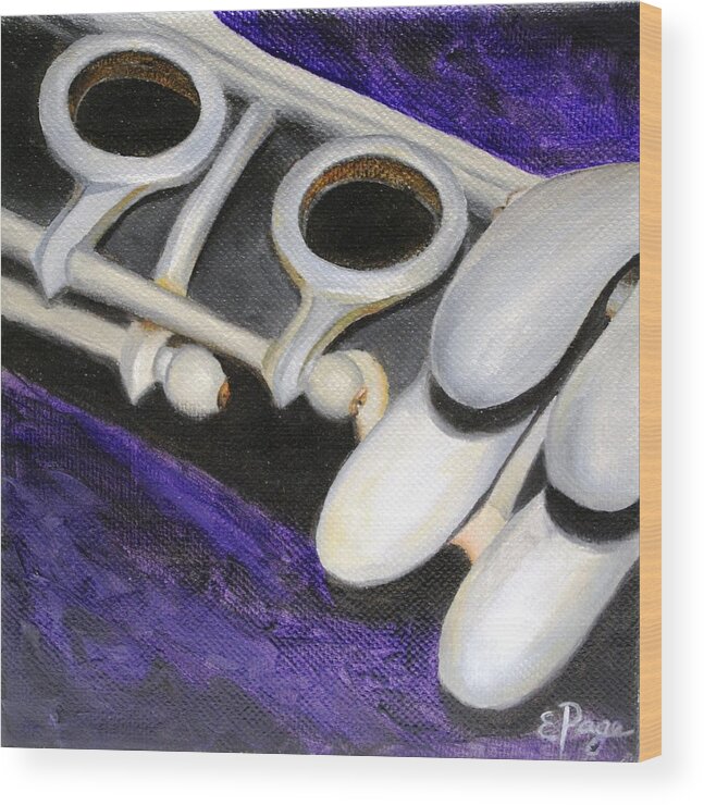 Realism Wood Print featuring the painting Clarinet by Emily Page
