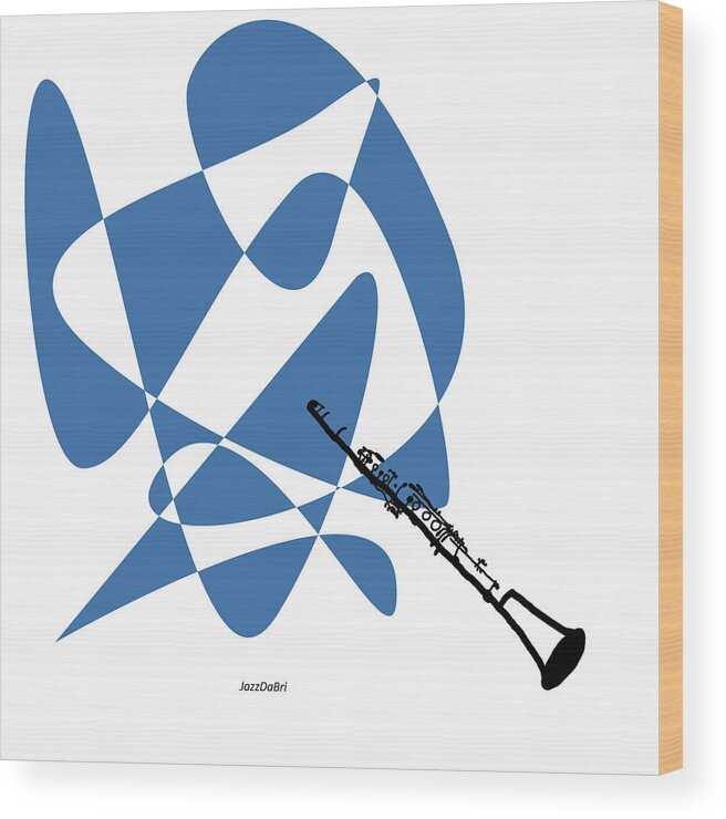 Jazzdabri Wood Print featuring the digital art Clarinet in Blue by David Bridburg