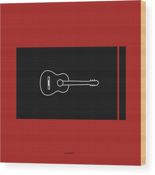 Classical Guitar Teacher Wood Print featuring the digital art Classical Guitar in Orange Red by David Bridburg