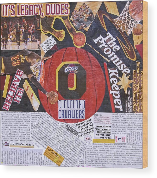 Cleveland Cavaliers Wood Print featuring the painting Cleveland Cavaliers 2016 Champs by Colleen Taylor