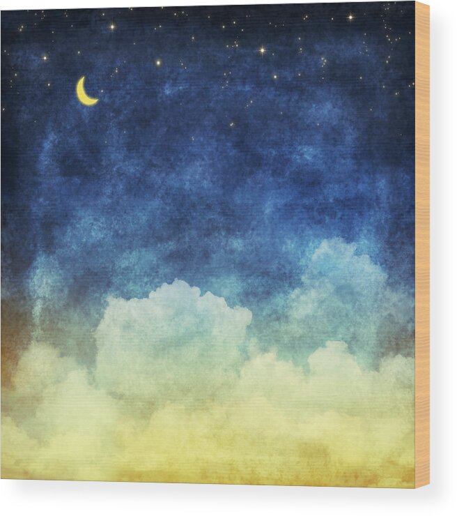 Art Wood Print featuring the painting Cloud And Sky At Night by Setsiri Silapasuwanchai