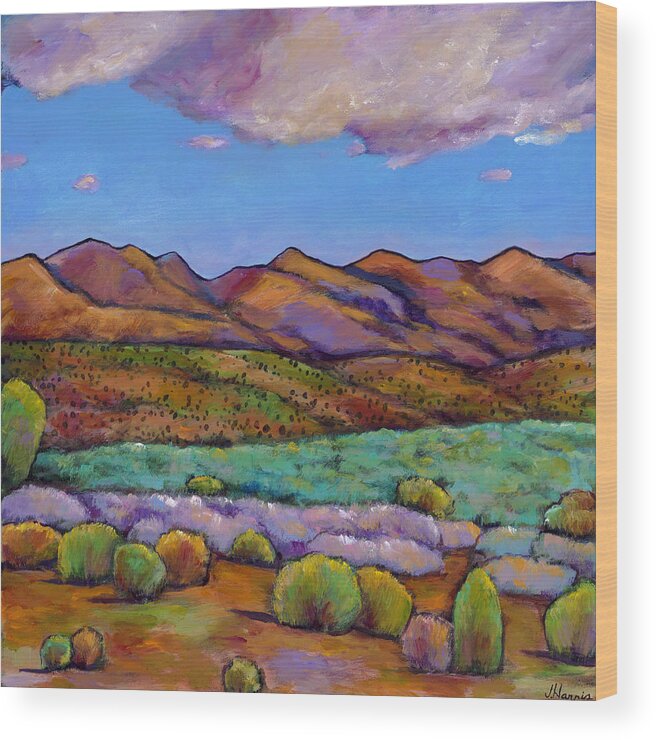 Southwest Landscape Wood Print featuring the painting Cloud Cover by Johnathan Harris