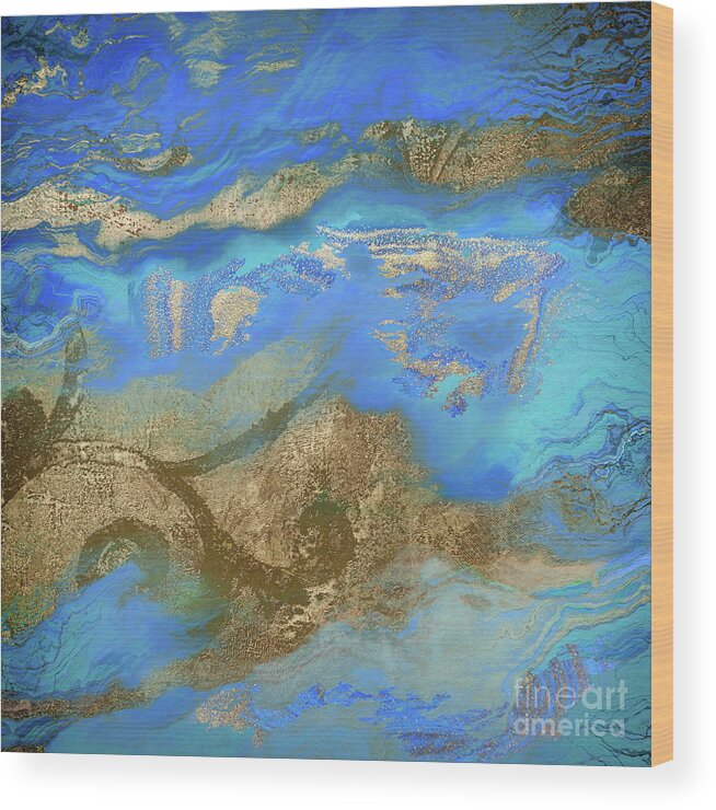 Abstract Wood Print featuring the painting Cobalt Sea by Mindy Sommers