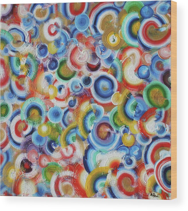 Color Wood Print featuring the painting Color Circles 201810 by Alyse Radenovic
