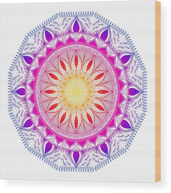 Mandalas Wood Print featuring the digital art Color Life Circle Mandala - Zendala - Customize Your Background Color by SharaLee Art