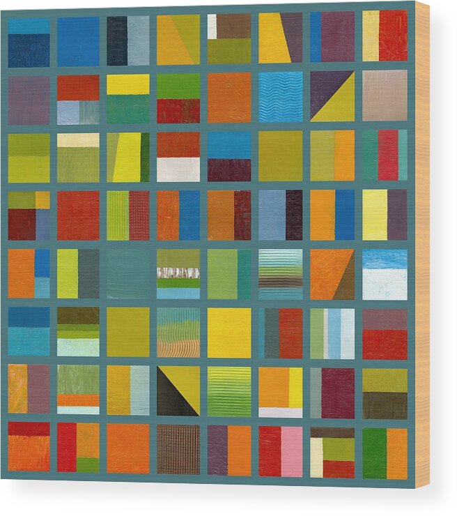 Abstract Wood Print featuring the painting Color Study Collage 67 by Michelle Calkins