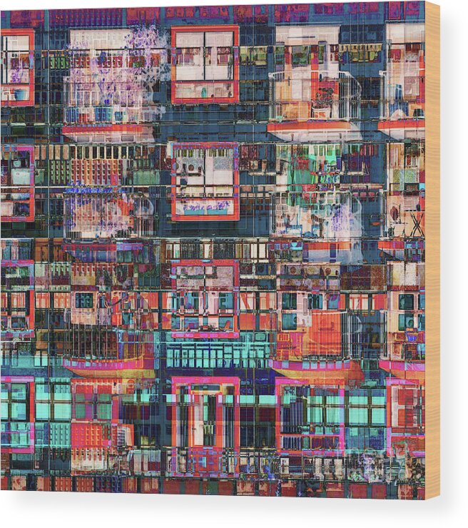 Collage Wood Print featuring the photograph Colorful Buildings Collage by Phil Perkins