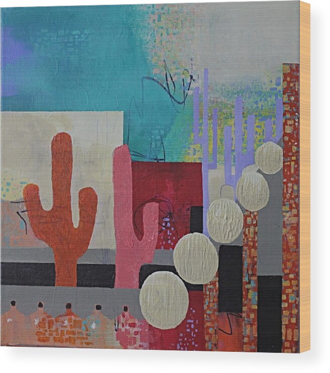 Abstract Wood Print featuring the painting Colorful Desert by April Burton