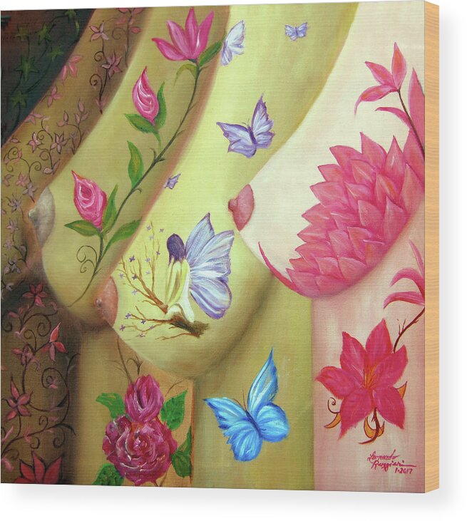 Colorful Breasts Wood Print featuring the painting Colorful Palette by Leonardo Ruggieri
