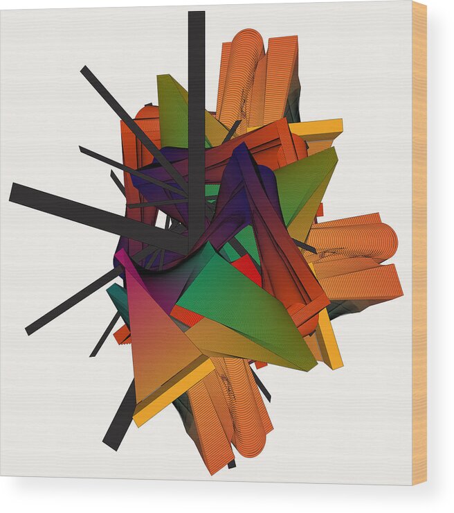 Forms And Colors Wood Print featuring the digital art Composition 002 by Yasar Aleem