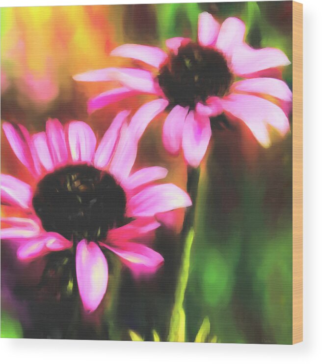 Coneflowers Wood Print featuring the digital art Coneflowers by Sand And Chi