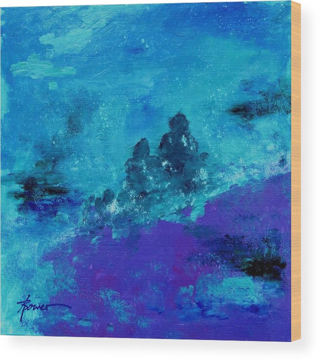 Abstract Wood Print featuring the painting Consider The Heavens by Adele Bower