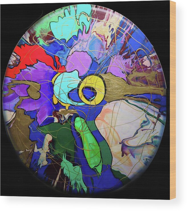 Abstract Wood Print featuring the painting Contemporary Art - Abstract In The Round by Carole Sluski
