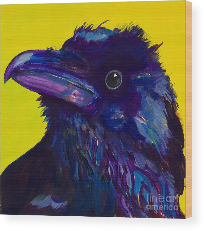 Bird Wood Print featuring the painting Corvus by Pat Saunders-White