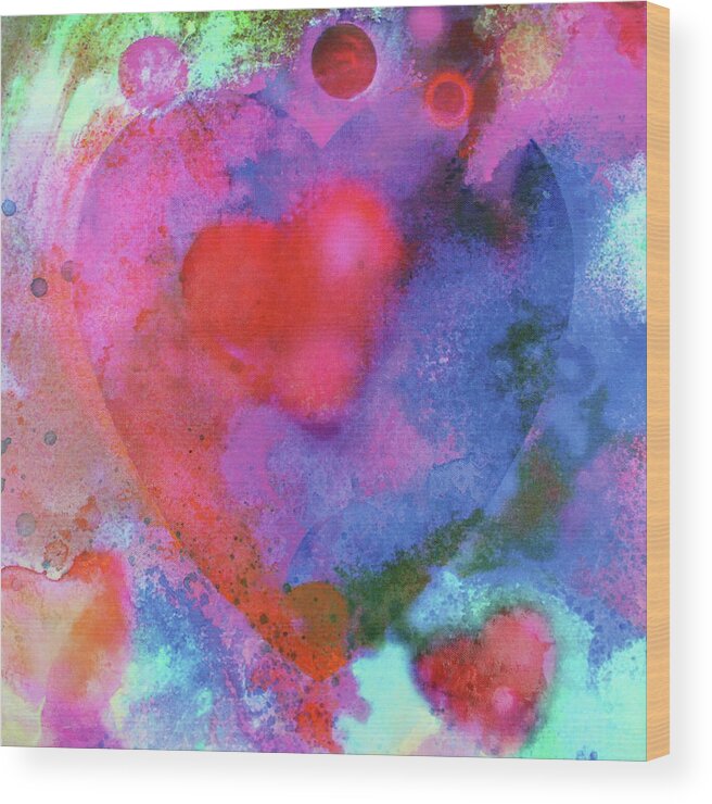 Love Wood Print featuring the painting Cosmic Love by John Dyess