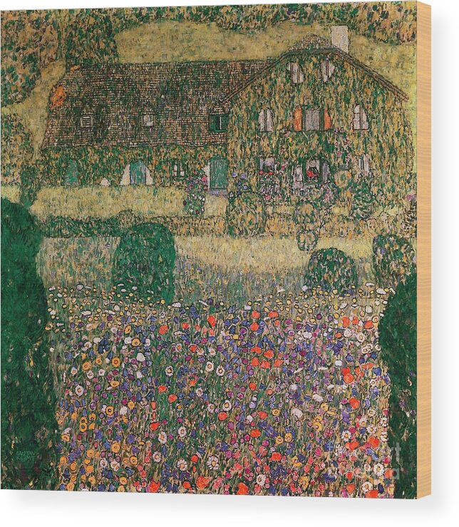 Gustav Klimt Wood Print featuring the painting Country House by the Attersee by Gustav Klimt