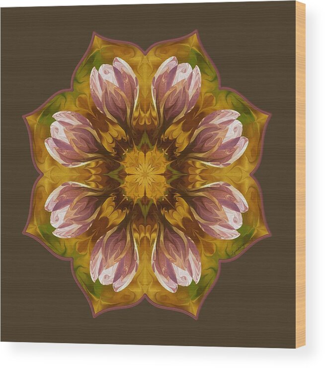 Mandala Wood Print featuring the digital art Crocus by Lynde Young