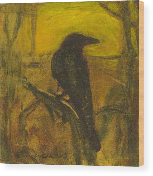 Bird Wood Print featuring the painting Crow 21 by David Ladmore