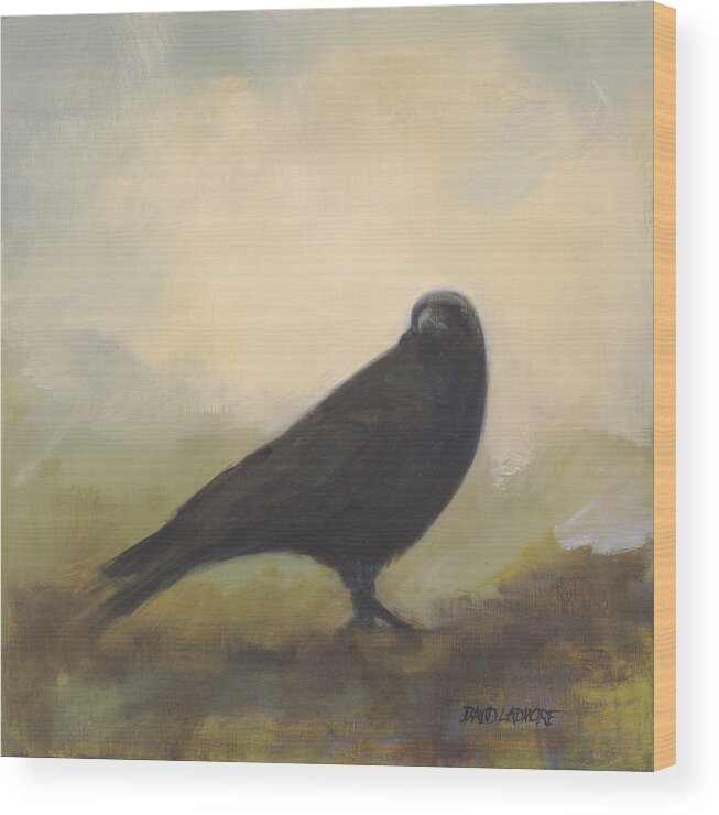 Bird Wood Print featuring the painting Crow 24 by David Ladmore
