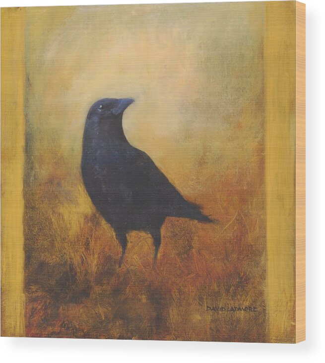 Bird Wood Print featuring the painting Crow 25 by David Ladmore