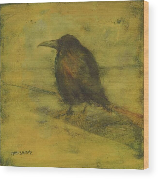 Bird Wood Print featuring the painting Crow 27 by David Ladmore