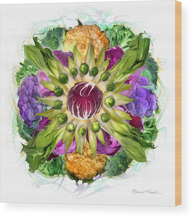 Culinary Mandala Wood Print featuring the photograph Cruciferous Collective by Bruce Frank