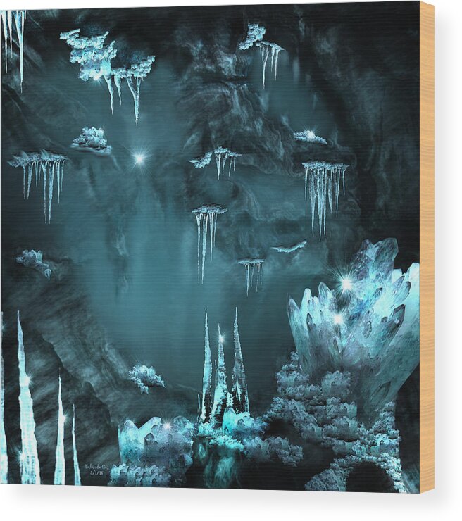Digital Art Wood Print featuring the digital art Crystal Cave Mystery by Artful Oasis