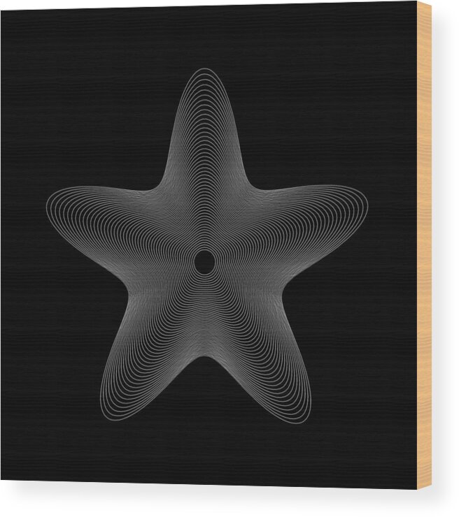 Crystal Star Wood Print featuring the digital art Crystal Star IVk by Robert Krawczyk
