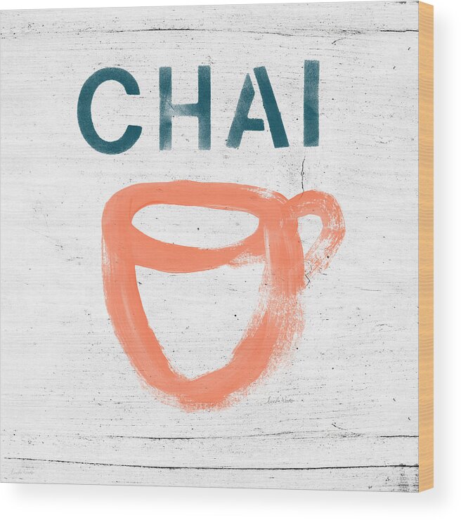 Tea Wood Print featuring the painting Cup of Chai- Art by Linda Woods by Linda Woods