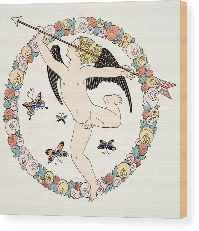 Cupid Wood Print featuring the drawing Cupid by Georges Barbier