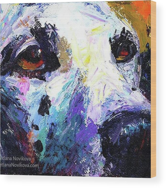 Impressionism Wood Print featuring the photograph Dalmatian Dog Close-up Painting By by Svetlana Novikova