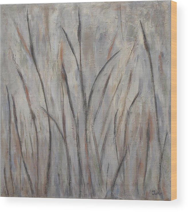 Landscape Wood Print featuring the painting Dancing Cattails 2 by Trish Toro