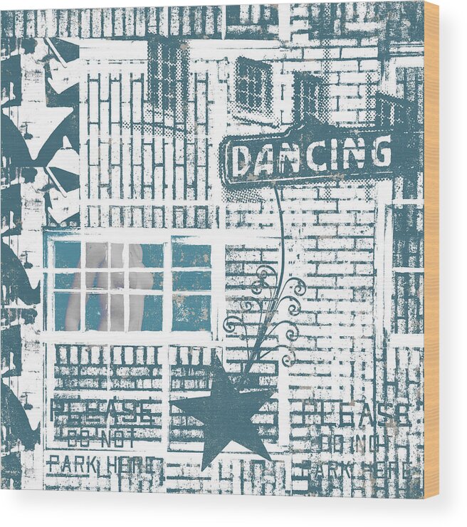 Architecture Wood Print featuring the mixed media Dancing Collage by Carol Leigh