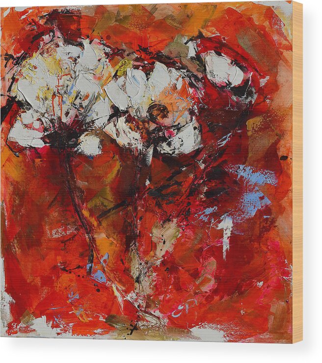 Flowers Wood Print featuring the painting Dancing Flowers by Elise Palmigiani