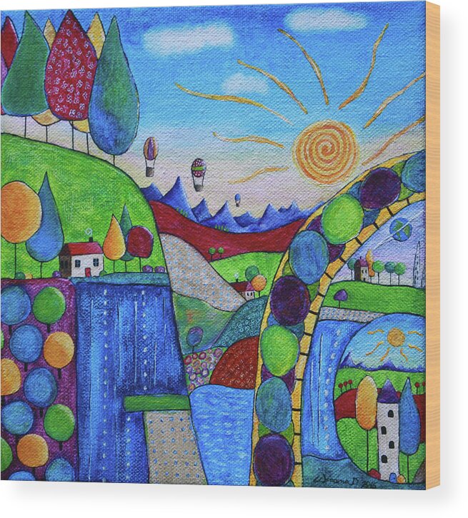 Whimsical Wood Print featuring the painting Daydream Valley by Winona's Sunshyne